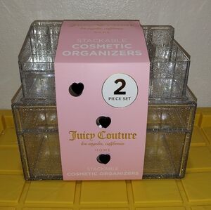 JUICY COUTURE STACKÀBLE COSMETIC ORGANIZERS CLEAR ORGANIZERS 2 PIECE SET